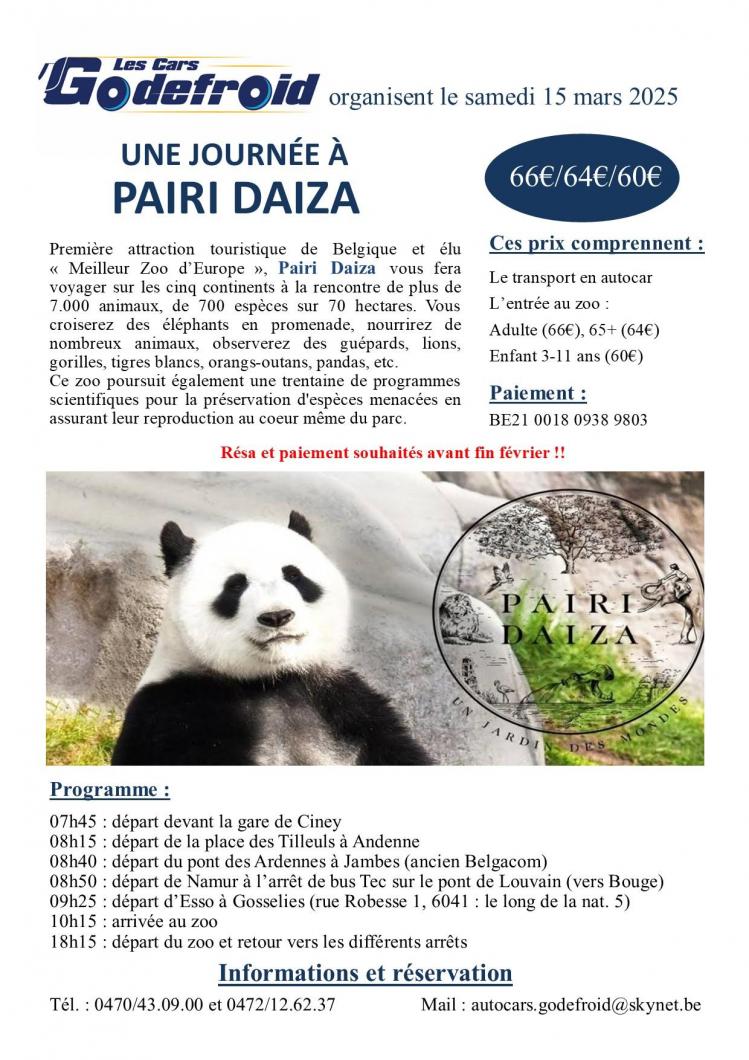 Affiche pairi daiza 15 mars 2025