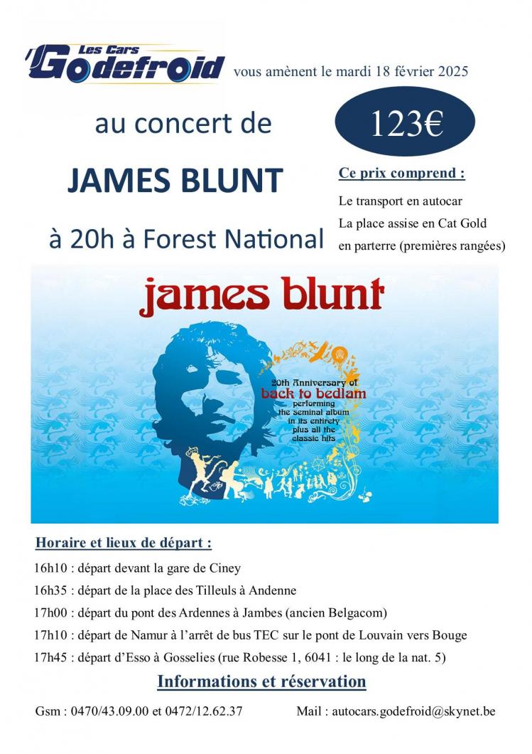James blunt concert 18 fevrier 2025